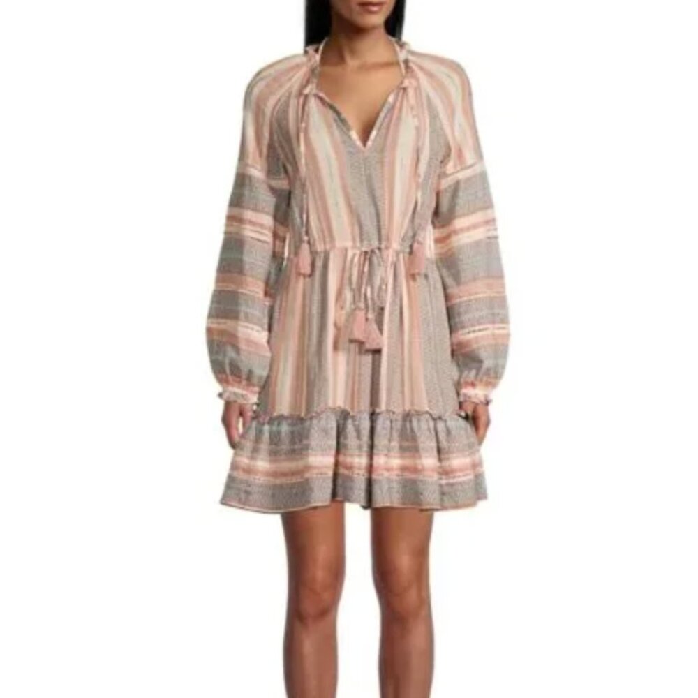 Veronica Beard Danica Printed Cotton Mini Dress Size Medium, Blush